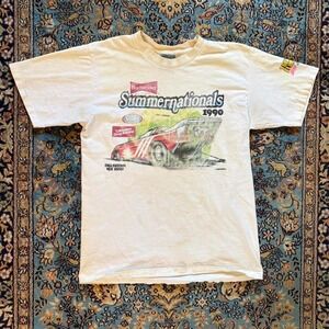 Vintage 90s Budweiser Winston NHRA Drag Racing T shirt